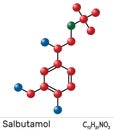 Salbutamol, albuterol molecule. It is a short-acting agonist used in the treatment of asthma and COPD