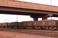 Saldanha,South Africa, Railway trucks full of iron ore.