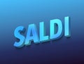 saldi, italian word for sale, blue 3d letters on dark blue background, 3d rendering Royalty Free Stock Photo