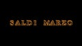 Saldi marzo fire text effect black background