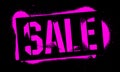 Stencil SALE inscription. Pink graffiti print on black background. Vector design street art Royalty Free Stock Photo