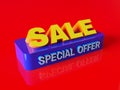 Sale abstract banner graphic design - 3d render illustration. Discount special offer concept poster. Marketing promotion print