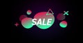 Sale advertisement in colourful bubbles against retro background 4k Royalty Free Stock Photo