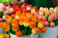 Sale of artificial souvenir Dutch tulips, the Netherlands Royalty Free Stock Photo