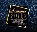 Sale Background. Gold Glitter Banner. Vector. Royalty Free Stock Photo