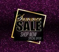 Sale Background. Gold Glitter Banner. Vector. Royalty Free Stock Photo