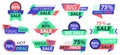 Sale badges. Retail, big sale and best offer tags, store discount stickers. Cheap price advertising labels vector icons Royalty Free Stock Photo