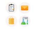 Sale bag, Checklist and Mail message icons. Chemistry sign. Vector