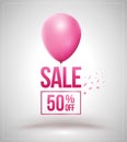 Sale and balloon isolated vector illustration. Royalty Free Stock Photo