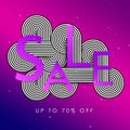 Sale banner with abstract intertwining lines. Big bright gradient letters. Stylish solution for your design. Twisted .Vector illus