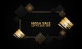 Sale banner background with black and golden rectangles