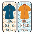 Sale banner. Big sale of clothing, special offer, discount 50%.