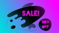 Sale banner. Black liquid shapes on gradient background. 50 percent off and sale text. Fluid shapes with trendy colors. Pink and Royalty Free Stock Photo