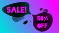 Sale banner. Black liquid shapes on gradient background Royalty Free Stock Photo