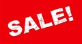 Sale banner with crashed text on red background. Vector illustration.