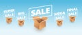 Sale banner delivery cardboard boxes icons - super sale, big, me