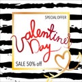 Sale banner with discount offer for Happy Valentine`s Day celebration.