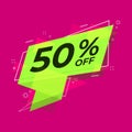 Sale banner discount 50 percent off flat style. Sale ribbon banner. Royalty Free Stock Photo