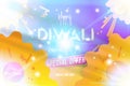 Sale Banner Diwali Festival of lights with special offer. Creative template with decoration elements and shadow against the backdr