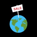 Sale banner earth planet. selling World Vector illustration Royalty Free Stock Photo