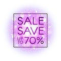 Sale banner on explosion abstract background with pink glittering elements Royalty Free Stock Photo