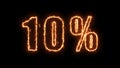 10 sale banner. Fiery inscription. 10 percent discount. 3d render.