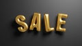 Sale banner with inflated golden balloons letters. Promotion concept. 3D rendered image.