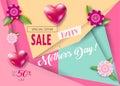 Sale banner Mothers Day floral decoration