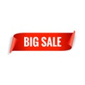 Sale banner. Realistic Red Glossy paper ribbon