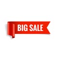 Sale banner. Realistic Red Glossy paper ribbon