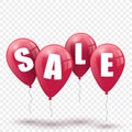Sale banner from red balloons