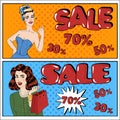 Sale Banner. Sale Billboard. Women Shopping