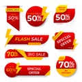 Sale Banner Set Vector. Discount Tag, Special Offer Banner. Discount And Promotion. Half Price Colorful Stickers. Isolated Royalty Free Stock Photo