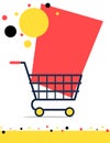 Sale banner with shopping trolley Royalty Free Stock Photo