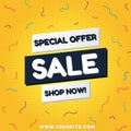 Sale banner special offer celebrate concept halftone yellow colorful design