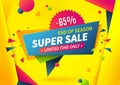 Sale banner. Special offer logo, weekend promotion label design template, super deal sale tag. Vector summer sale shop