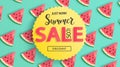 Sale banner for summer 2020 with watermelons.