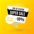 Sale banner. Super sale yellow image design template. Season special offer vector illustration promotion seasonal Royalty Free Stock Photo