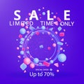 Sale  banner template, 3d figures realistic vector primitives composition Royalty Free Stock Photo