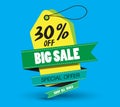 Sale banner template design, 30% big sale special discount offer. end of season special offer banner. vector illustration Royalty Free Stock Photo