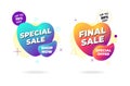 Sale banner template design. Special and final sale best offer shop now on abstract liquid shape set. Flat geometric Royalty Free Stock Photo