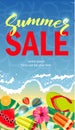 Sale banner template design, Summer sale special offer. Summer sale long vertical banner.