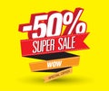 Sale banner template design, 50% Super sale special offer. end of season special offer banner. vector illustration Royalty Free Stock Photo