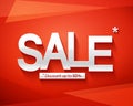 Sale banner template. Discount up to 50. Inscription sale on a red abstract background