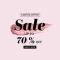 Sale banner template. Rose gold brush stroke hand drawn with promotion text