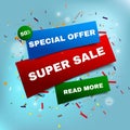 Sale banner template and special offer.. Vector illustration. Royalty Free Stock Photo