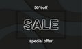 Sale banner template. White sale letters with shadow embossing frame on black paper cut layer background Royalty Free Stock Photo