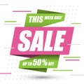 Sale banner. Up to 50 percent off design. Royalty Free Stock Photo