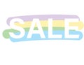 Sale banner white text over stripes