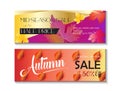 Autumn Sale banners Mid Season Sales Gifts cards Set Fall Royalty Free Stock Photo